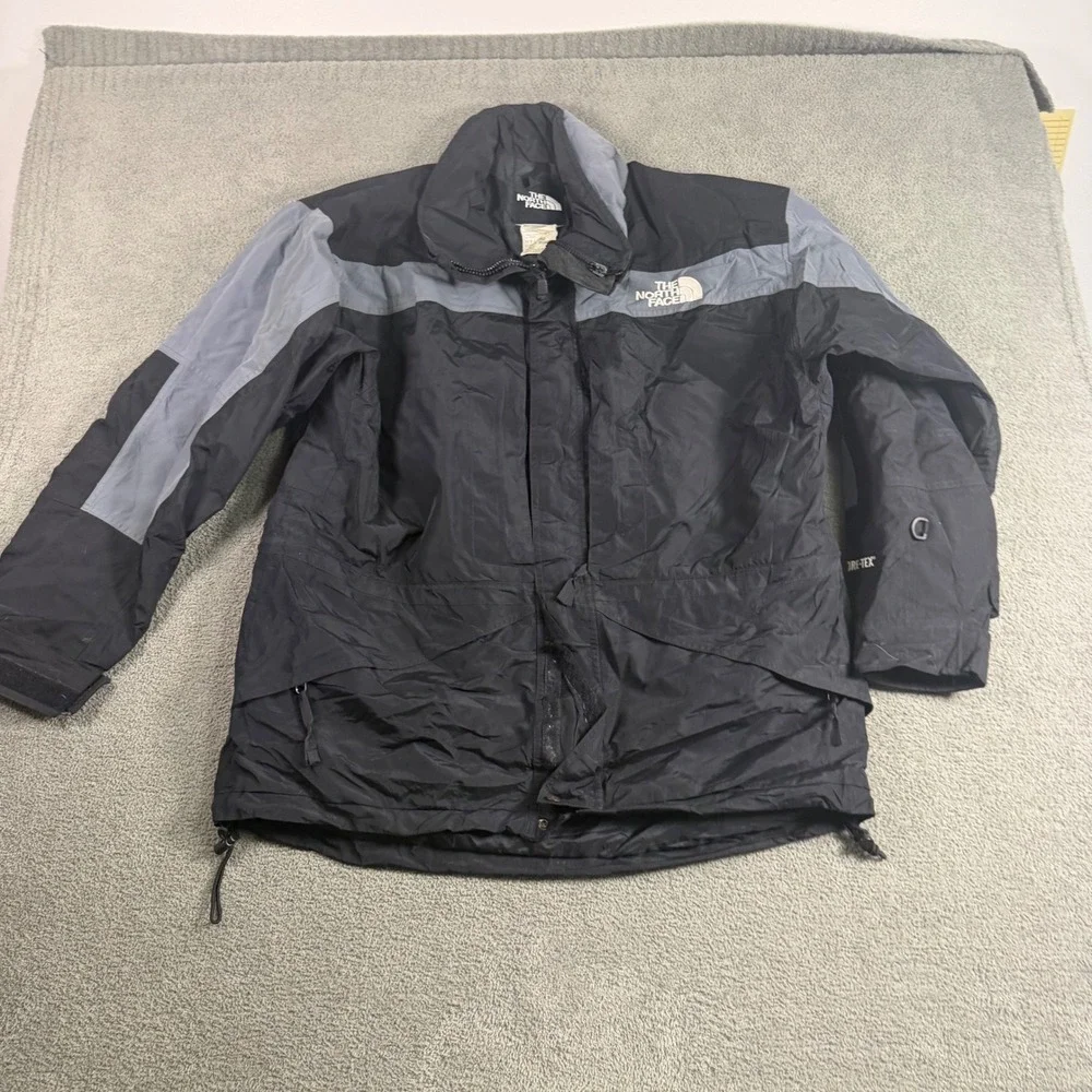The North Face Mens Large Gore-Tex Mountain Jacket Black Grey Waterproof Shell